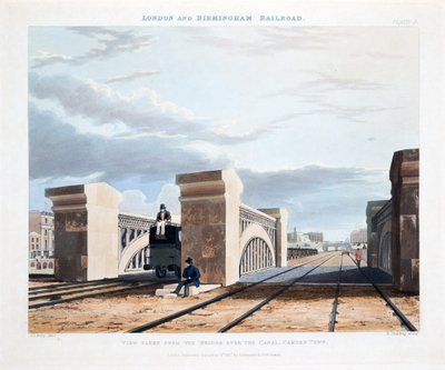 Gezicht vanaf de brug over het kanaal, Camden Town door Thomas Talbot Bury